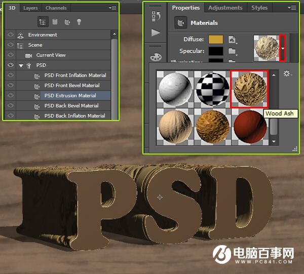 Photoshop创建木质的纹理文字效果教程