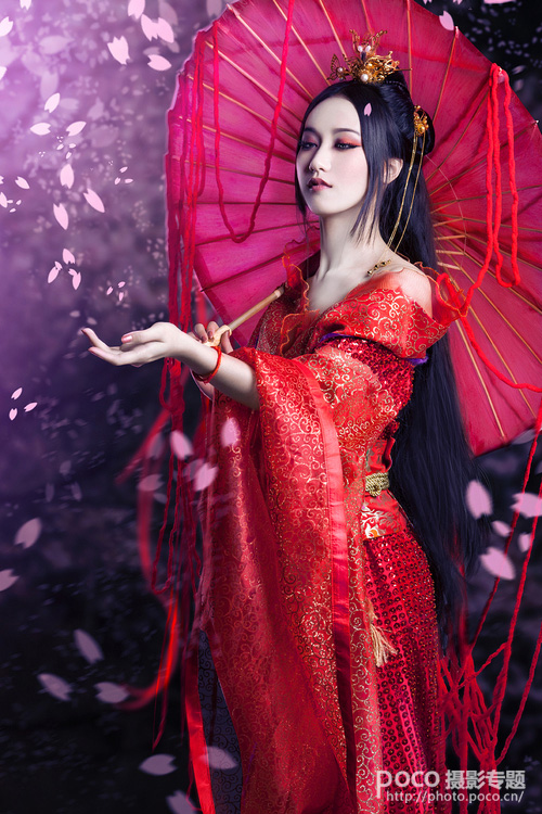 Photoshop打造唯美的紫红色古典美女图片 全福编程网