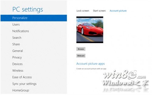Win8个性化设置：锁屏、欢迎、帐户