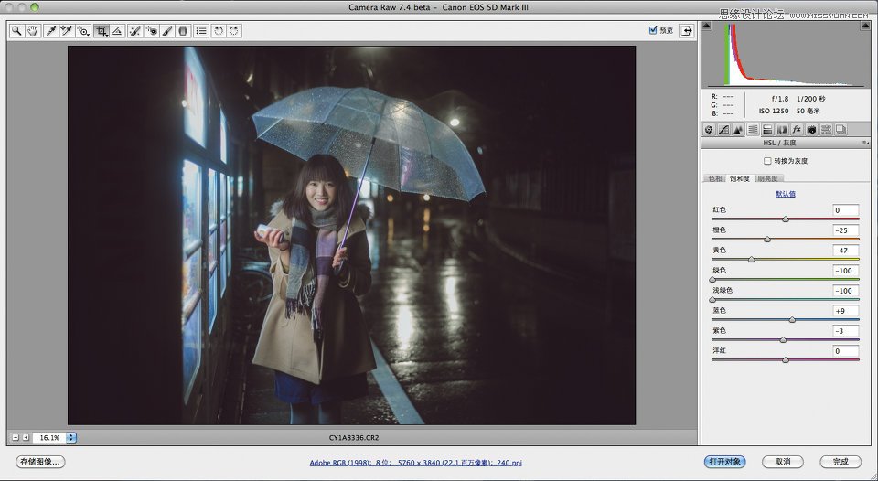 CameraRaw调出雨夜外景惊艳的冷色效果,PS教程,思缘教程网