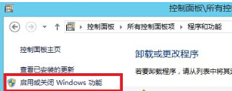 点击“启用或关闭Windows功能”