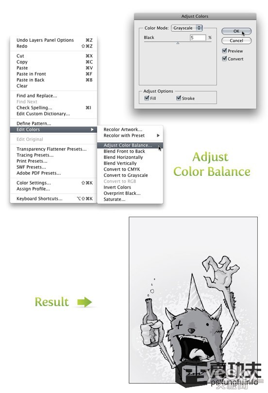 Illustrator彩色图像转灰度的几种方法_天极设计在线整理