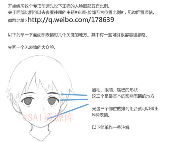 SAI 画动漫面部表情时几个关键地方 全福编程网