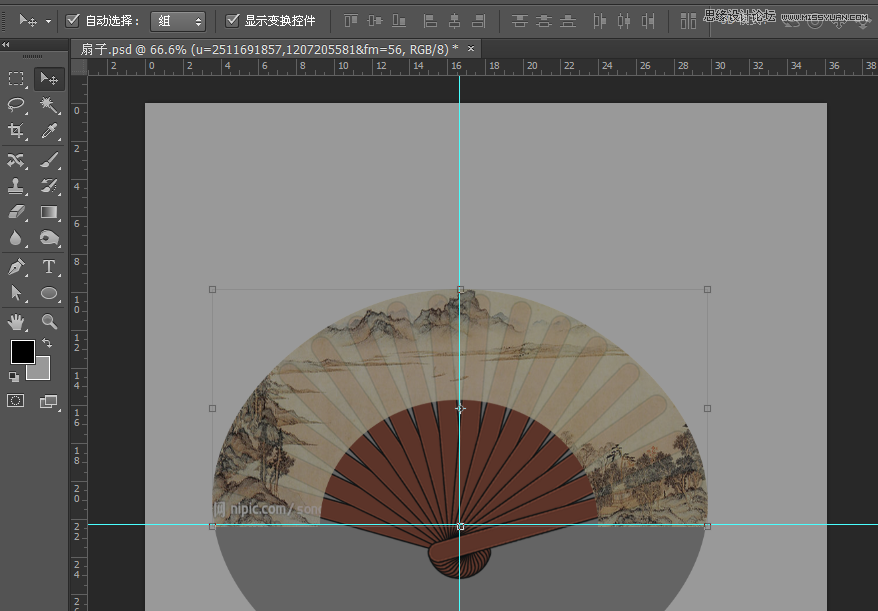 Photoshop绘制逼真的香木折扇效果图,PS教程,素材中国