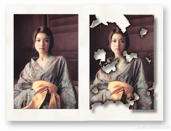 PhotoShop打造照片烧纸效果   全福编程网