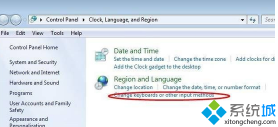 点击“Change keyboards or other input methoos”