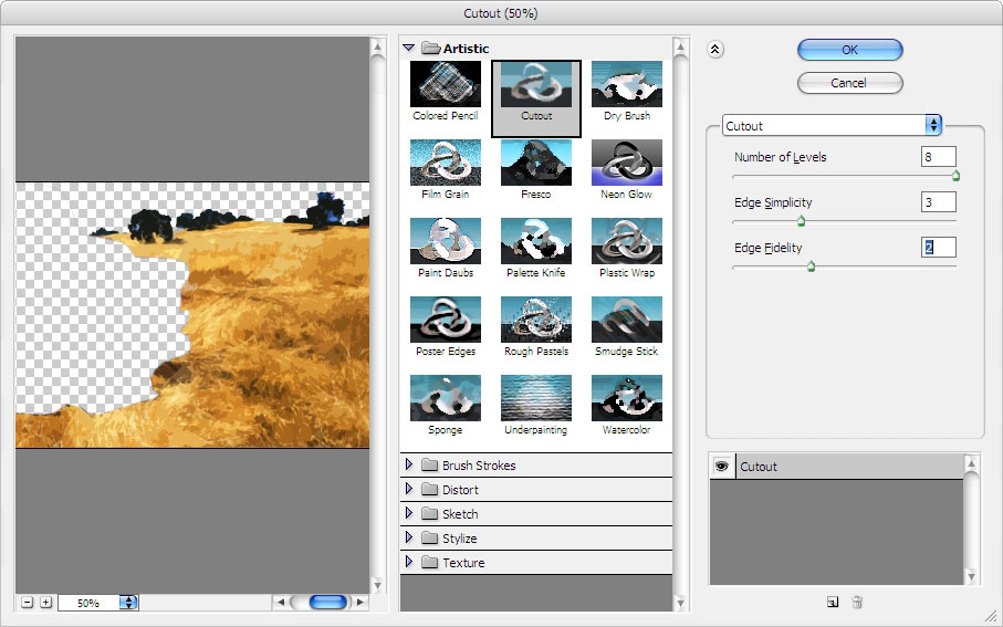 Use Photoshop's filters to make simple illustrations – understanding Cutout Filter