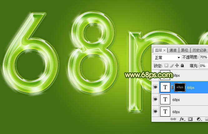 制作绿色水晶玻璃文字图片的PS教程