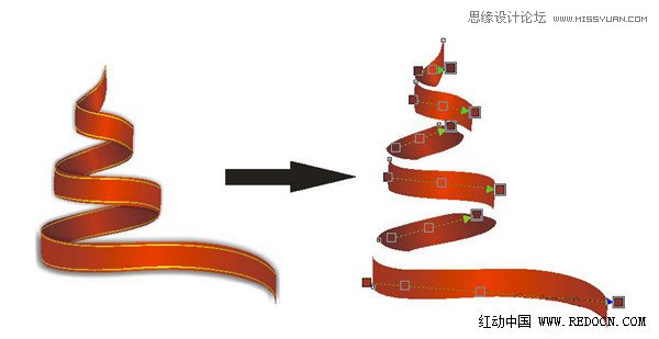 Coreldraw制作漂亮的圣诞节红色丝带,PS教程,思缘教程网