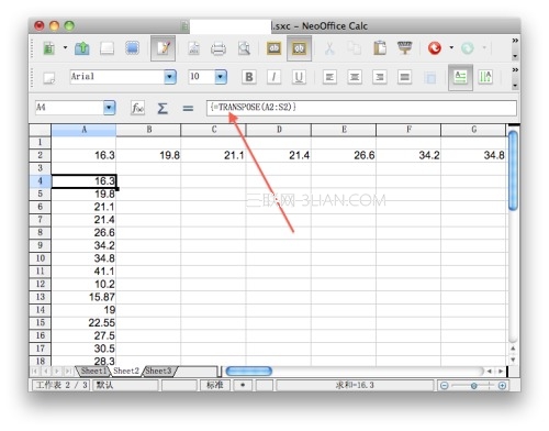 Mac平台Neooffice 电子表格实现数据转置功能 全福编程网
