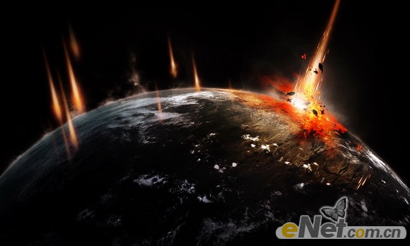 PS合成流星撞击星球的壮观景象 全福编程网教程