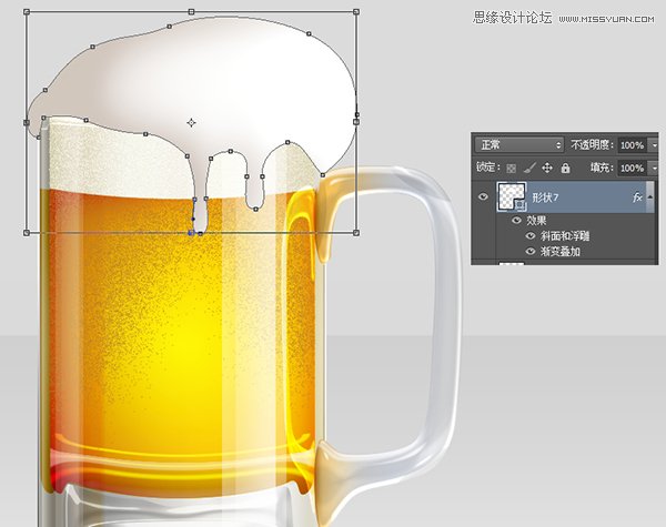 Photoshop绘制冰爽的啤酒和啤酒杯教程,PS教程,思缘教程网