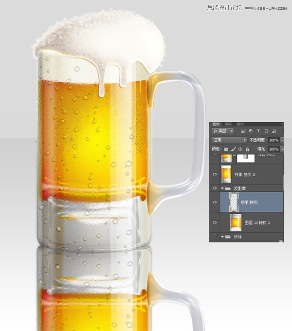 Photoshop绘制冰爽的啤酒和啤酒杯教程,PS教程,思缘教程网