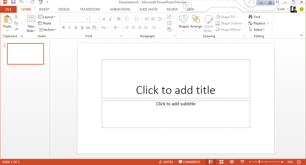 PowerPoint 2013 New Presentation