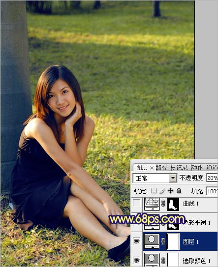 Photoshop调出草地美女图片柔美的淡黄色 数码教程