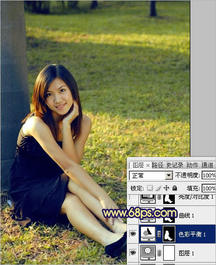 Photoshop调出草地美女图片柔美的淡黄色 数码教程