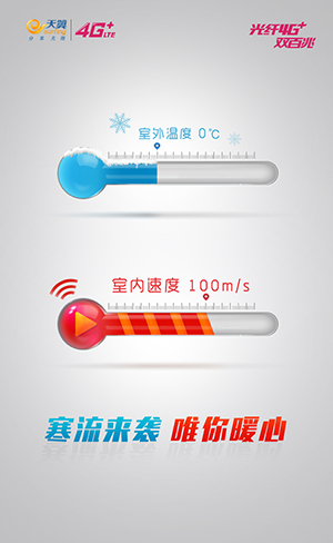 一组电信天翼4G 节日热点营销海报，还是非常暖心的！