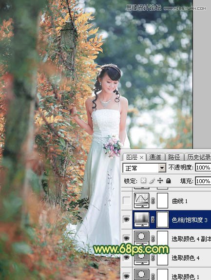 Photoshop调出外景婚片柔美韩风效果,PS教程,思缘教程网