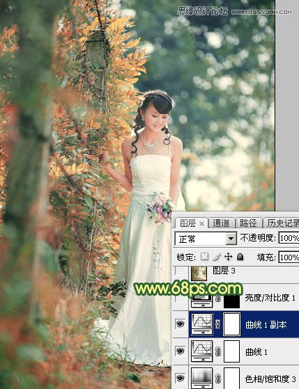 Photoshop调出外景婚片柔美韩风效果,PS教程,思缘教程网