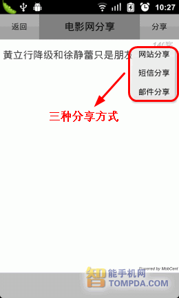 电影网电影发布会新闻分享界面