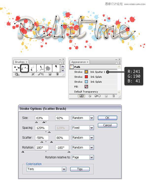 Illustrator制作喷溅效果的艺术字教程(3),破洛洛