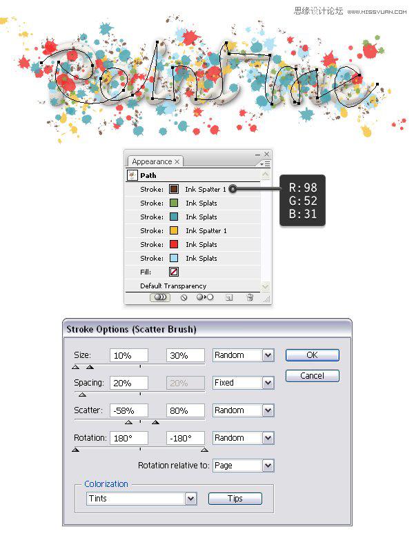 Illustrator制作喷溅效果的艺术字教程(4),破洛洛