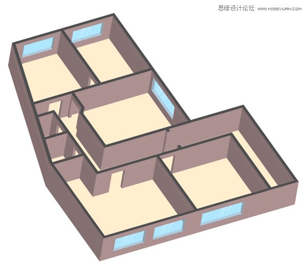 Illustrator制作楼层户型3D效果图片教程