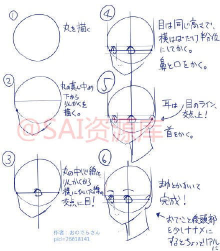 SAI新手动漫向头部角度画法参考 全福编程网