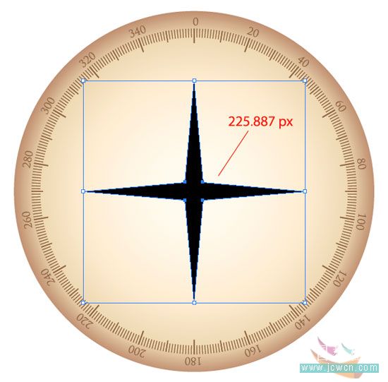 Illustrator鼠绘教程：简单绘制金色指南针_中国教程网